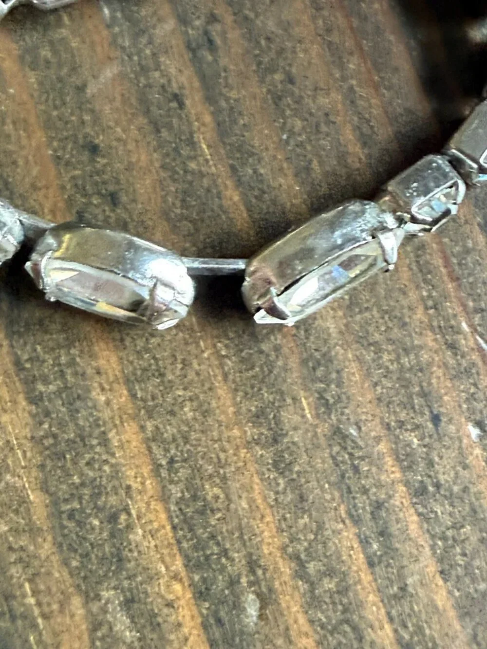 VTG EARLY Weiss Clear Baguette Cut Rhinestone Tennis Bracelet 7